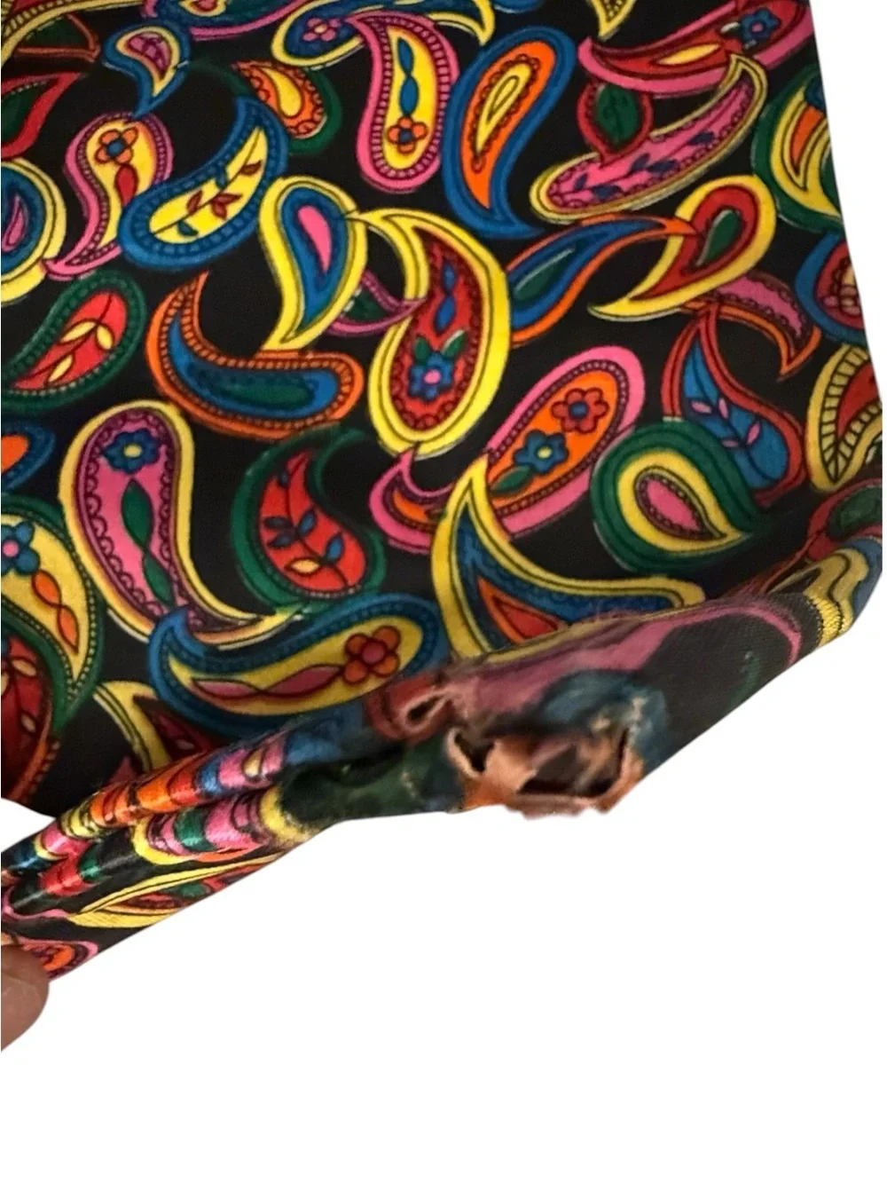 Vintage 60s 70s Multicolor Paisley Handbag Lucite Handle Psychedelic Mod Boho
